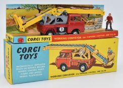 Corgi Toys diecast model Working Conveyor on Forward Control Jeep F.C.-150 with red body, yellow