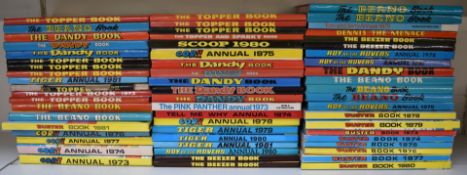 Sixty mainly 1970's children's annuals with humour, sporting and adventure themes, titles include