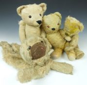 Four blonde mohair Teddy bears comprising two Chad Valley, one with growler and another a pyjama