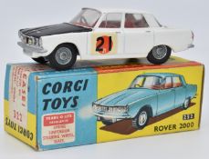 Corgi Toys diecast model Rover 2000 Special Release with white body, black bonnet, red interior