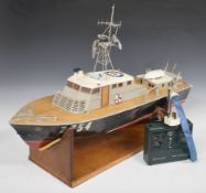 Radio controlled wooden model of an RAF rescue boat, 90cm long.