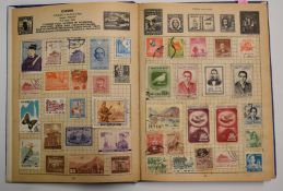Two schoolboy stamp albums with an all world stamp collection including China