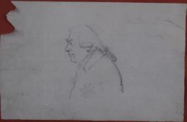 Georgian pencil portrait of a man by S Frankland, MP for Thirsk c1790-1820, with copy of the