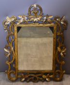 19th/20thC royalcore gilt framed mirror with foliate decoration, overall height 98cm