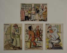 Richard Franz Bayer (1901-1990) framed set of four WW2 political interest cartoons titled '