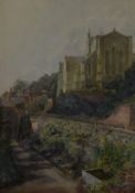 A. Moberly watercolour Hythe Church (Kent), signed lower left and titled verso, 34 x 24cm, in gilt