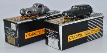 Two Gems & Cobwebs 1:43 diecast models Jaguar MKII Estate 1962 GC17 and Jaguar 1938 SS 100 Coupe