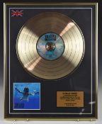 Nirvana - Nevermind, framed gold disc