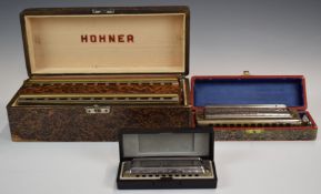 M Hohner Chromatica No.265 double chromatic harmonica in original case, together with a Chromonika