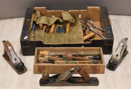 Tools to include Whitmore No.4 plane, chisels, brace etc