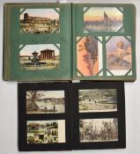 Two albums of postcards containing early China, Japan, Hong Kong, and Malaya scenes and