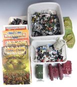 A collection of Warhammer and Warhammer 40K figures, both plastic and white metal together with four