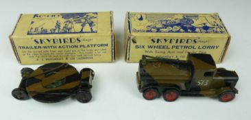 Two Skybirds diecast model vehicles Six Wheel Petrol Lorry 36 and Trailer-With Action Platform