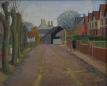 Dorothy Sims Williams SWA (b1943) oil on board street scene 'Foreland Road, Bembridge' Isle of