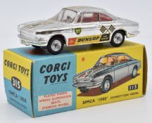 Corgi Toys diecast model Simca '1000' Competition Model with chrome body, racing stripes,
