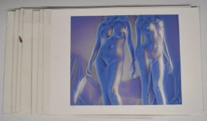 Nick Ross Solarised Nudes 2013-2014, collection of nine pigment solarised prints, six initialled,