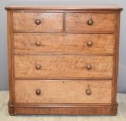 Victorian mahogany chest of two over three graduated drawers, W121 x D51 x H118cm