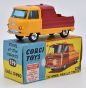 Corgi Toys diecast model Commer Pick-Up Truck with yellow body, red cover, trans-o-lites, green