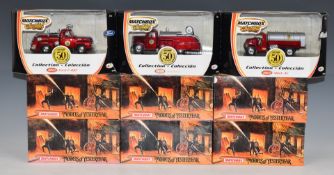 Nine Matchbox diecast model fire engines comprising six Models of Yesteryear Fire Engine Series
