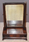 Victorian mahogany three drawer bevelled glass dressing table mirror raised on bracket feet, W40 x
