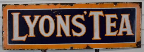 Vintage 'Lyon's Tea' enamel advertising sign, 30 x 91.5cm