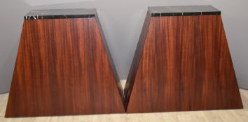A pair of royalcore style tapered mahogany plinths / stands / console tables with veined black