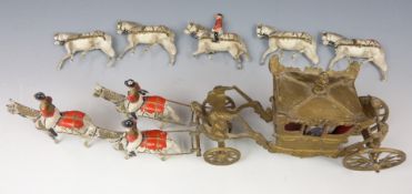 Britains lead model Coronation Coach comprising coach, eight horses and four horse riders.