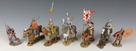 One-hundred-and-seven Del Prado Medieval Warriors metal model soldiers, all with information