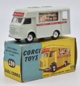 Corgi Toys diecast model Smiths 'Karrier Bantam' Mobile Shop with pale blue body, flat hubs and '