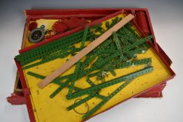 Meccano Outfit 8 with green and red parts, in original box.