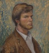 Kay Hinwood (1920-2006) impressionist pastel portrait of a man with stubble 'Robert', signed and