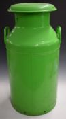 Cotteswold Dairy Ltd, Tewkesbury, green painted aluminium twin-handled milk churn, H70cm