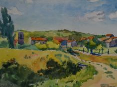 Faith Sheppard (1920-2008) 'Village, South of France' Provence or similar landscape, signed lower