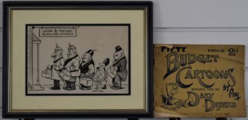 POY (Percy Hutton) pen and ink original political cartoon titled 'Lenin and Trotsky Russian