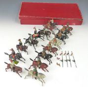 Britains Types of the British Army lead model soldiers comprising 14 cavalry soldiers, in Britains