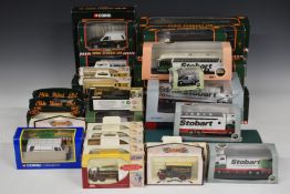 Forty Corgi, Oxford Diecasts and Lledo diecast model Eddie Stobart vehicles, all in original boxes.