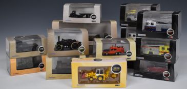 Sixteen Oxford Military, Fire, Agriculture and Construction 1:76 scale diecast model vehicles, all