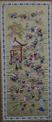 Chinese 19th/20thC embroidery of children playing in procession, 63 x 31cm