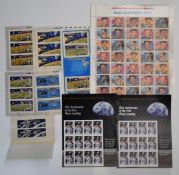 A quantity of USA stamps including space exploration and mint post sheets. Also some first day