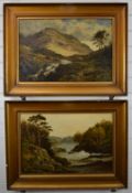 Tom Seymour (1844-1904) pair of oil on canvas Scottish or similar landscapes, one 'The Last Light'