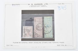Three used GB QV £1 stamps, some faults, high catalogue value