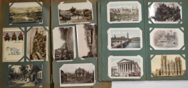 Approximately over 200 cards in two Edwardian postcard albums to include London scenes, Bristol,
