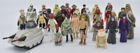 Thirty-Four Kenner Star Wars figures including Yak Face, Leia Bounty Hunter, Yoda, C-3PO removable