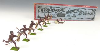 Britains Africa's Savage Warriors Zulus lead model soldiers, 147, in original box.