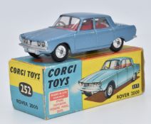 Corgi Toys diecast model Rover 2000 with blue body, red interior and Trans-O-Lite headlamps, 252, in