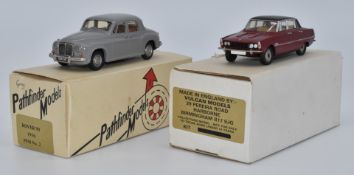 Two 1:43 scale diecast model vehicles Pathfinder Models Rover 90 PFM No.2 and Vulcan Models Rover P6