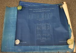 Large photographic print 'The Metropolitan Markets Cold Storage 1905', and related drawings for