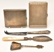 Hallmarked silver cigarette case with engine turned decoration, Birmingham 1937, maker Charles S