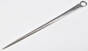 Edward VII hallmarked silver meat skewer, London 1904, maker William Hutton & Sons Ltd, length 25.