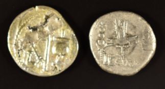 Roman Imperial coinage Imperatorial 49-27BC two silver Denarius, one of Julius Caesar the other Mark